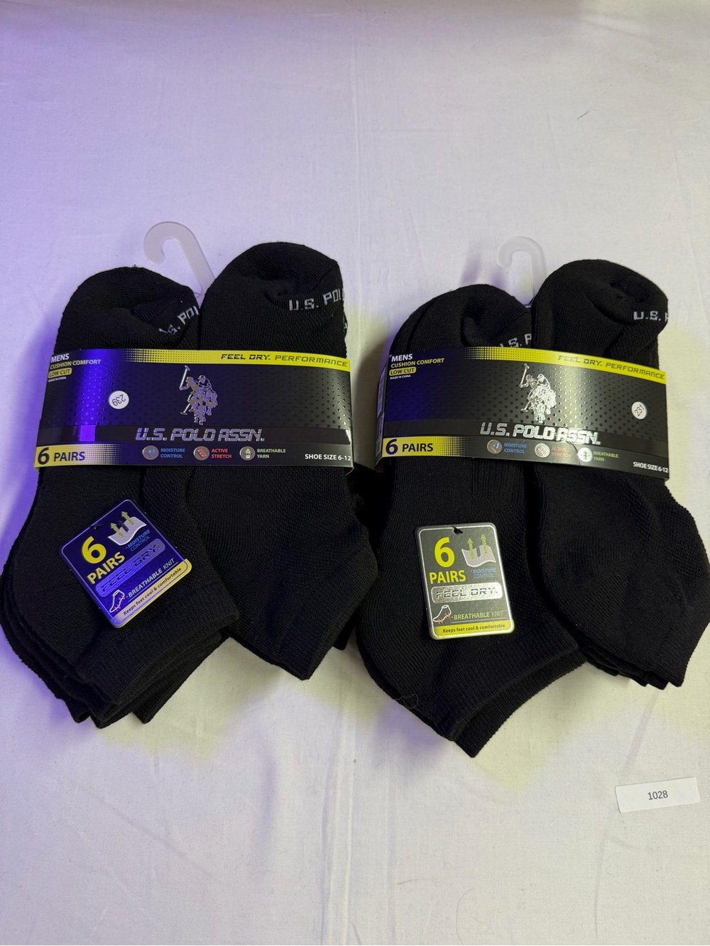 U.S. Polo Assn. Menβs Black No-Show Athletic Socks - 12 Pack (2x6)